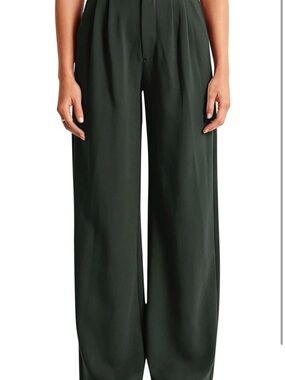 High waisted dark green work pants